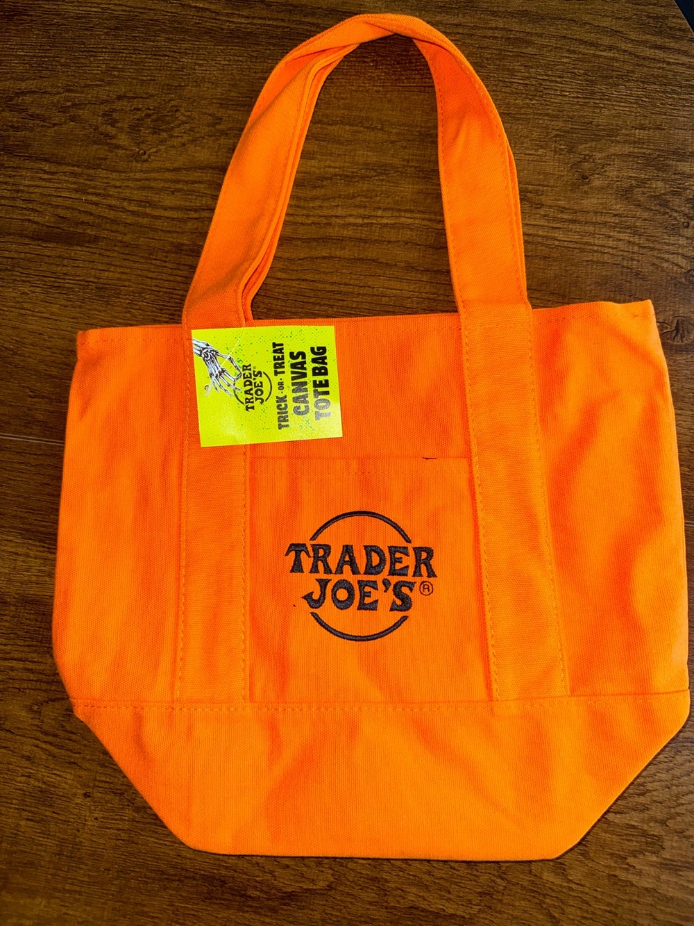 Trader Joe's Orange Canvas Tote Bag NWT